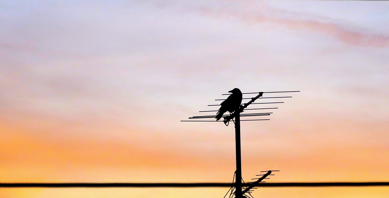 a silhouette of an antenna